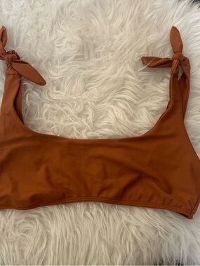 Gianni Bini Burnt Orange Swim Top with Tie Straps